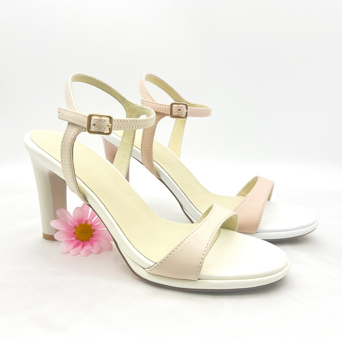 Summer women's fresh buckle high heel sandals