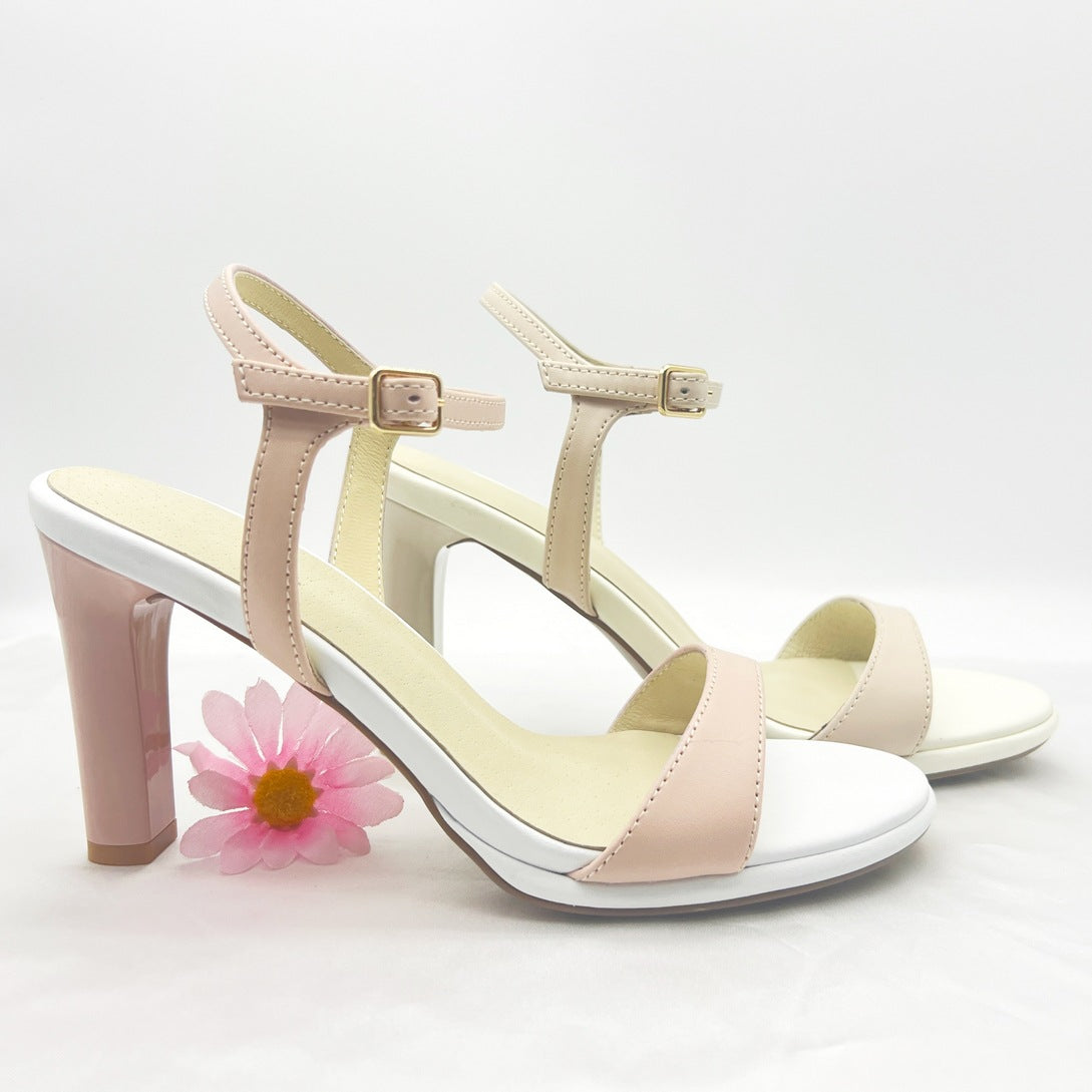 Summer women's fresh buckle high heel sandals
